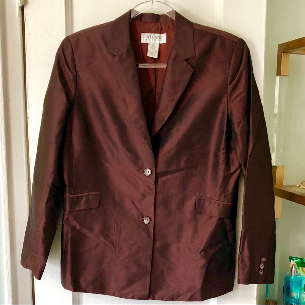 Alfani chocolate brown silk jacket
